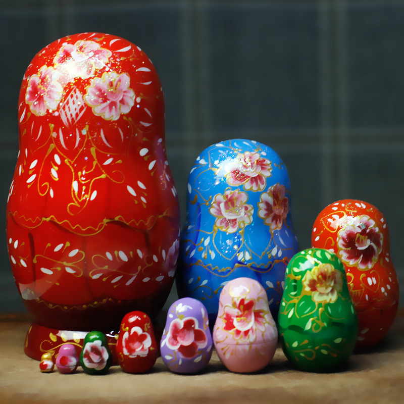 Painted Russian Matryoshka Doll 10 Layers Harbin Ice and Snow Tourism Crafts Ornaments Birthday Commemorative Gift