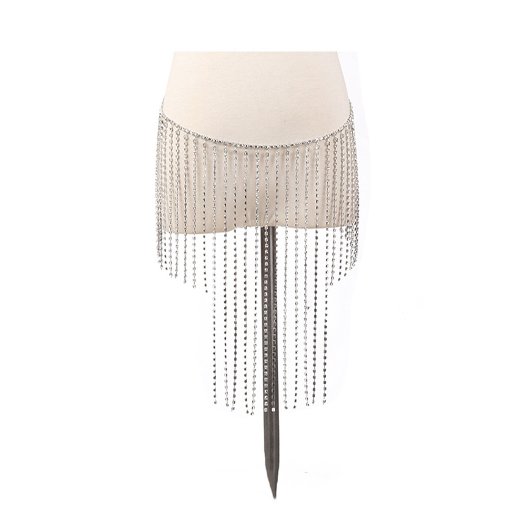 Joyería transfronteriza europea y americana moda de verano rhinestone sujetador falda traje sexy discoteca cadena de la cintura borla cadena del cuerpo femenino