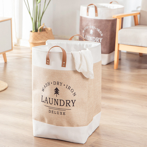 Handle dirty clothes basket storage box toy sundries storage box large cotton and linen dirty clothes laundry basket cross-border