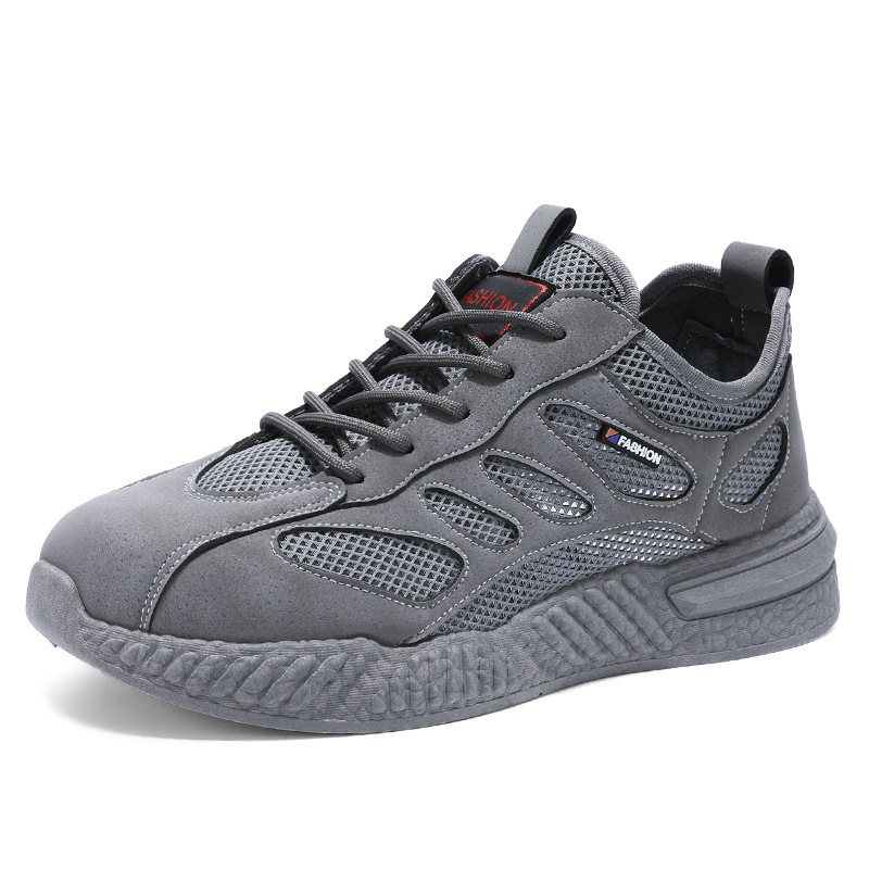 Zapatos de seguro laboral zapatos de hombre verano nuevos zapatos de malla hueca transpirables zapatos deportivos de suela blanda antideslizantes para hombre zapatos casuales de papá