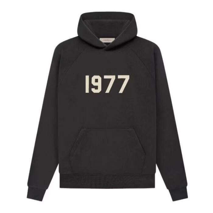 Fog Essentials 1977 American-Style Thin Fleece Couple's Hooded Sweatshirt, Unisex Loose Fit, Cross-Border Fleece-Lined
