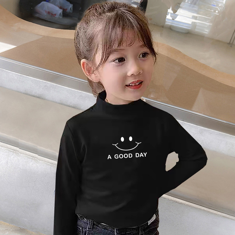 Ventas directas de fábrica Otoño e Invierno tops para niños ropa interior térmica otoño ropa de terciopelo camisa de fondo primavera y otoño medio cuello alto para niños
