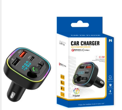 P4P3P2P1P6P7P8 Car Cross-Border Player Bluetooth Fm Transmitter Charging Hands-Free Calling Car Mp3 (Car mp3) - p4-wrapped-in-color-box