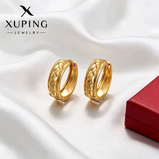 旭平简约轻奢菱格纹耳扣 铜合金镀24k色仿金色欧美跨境耳饰女定制