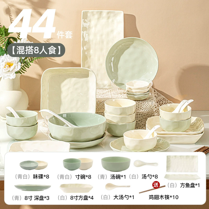 Sensual bowl set household bowl 2024 new ceramic bowl combination chopsticks move underglaze colored cream tableware