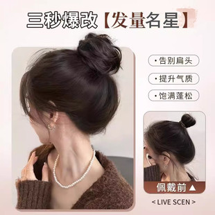 Bird's Nest Ball Head Wig Hair Ring Women's Black Technology Telescopic Daughter Hair Dragon Whose Flower Bud Hair-increasing Wig Bag
