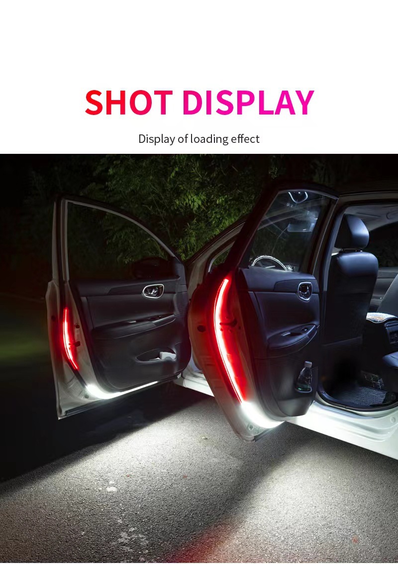 Cross-border explosions 12v car door running water scanning led light bar magic red white light anti-collision warning light flash