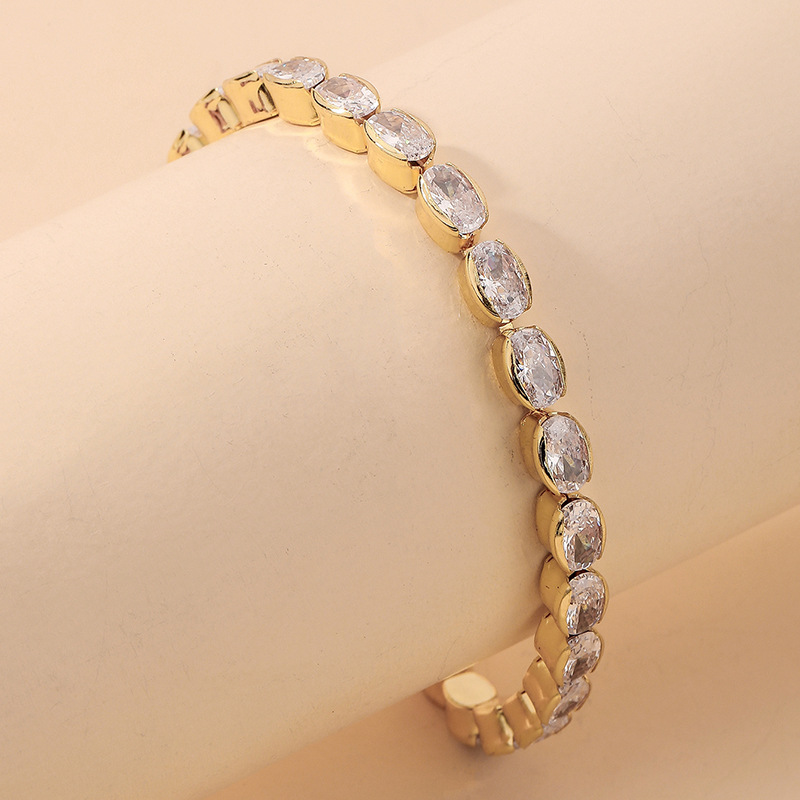 10g Weight Artificial Gemstones Inlay Material Bracelets Classification Alloy Chain Material Tennis Chain Chain Type Anniversary, Business, Travel Occasion Alloy Material Geometric Pattern Women'S Gender Simple Style Style Simple Style Geometric Artificial Gemstones Alloy Tennis Chain Chain & Link Bracelets Wholesale 6