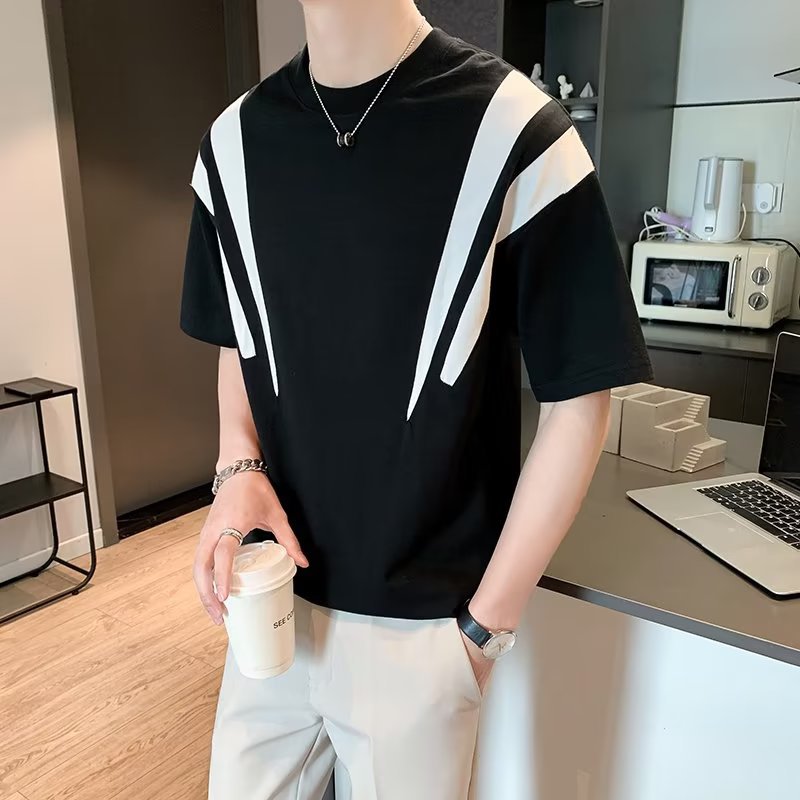 Thin silk knitted sweater with a round collar
