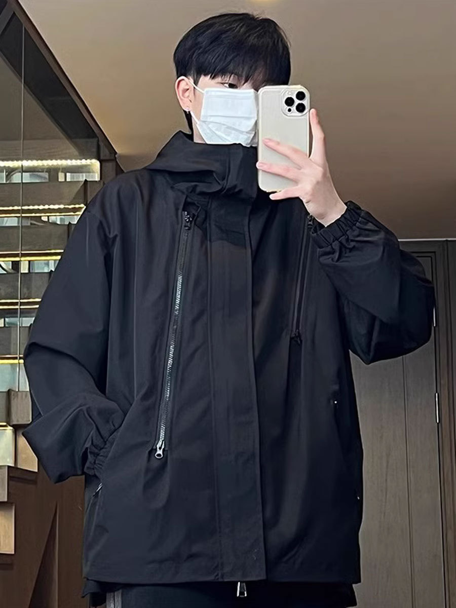 Chaqueta de estilo americano primavera y otoño marca de moda al aire libre herramientas funcionales impermeable a prueba de viento casual chaqueta con capucha