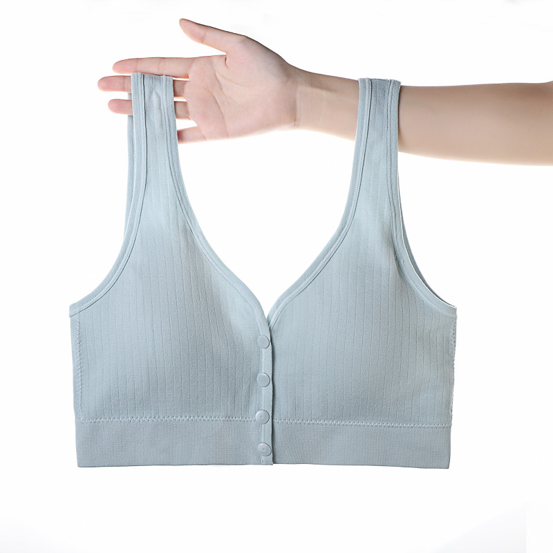 Ropa interior trasera de belleza para mujeres de mediana edad, sujetador estilo chaleco sin anillo de acero con hebilla frontal, sujetador de lactancia para madres de mediana edad y ancianos