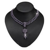 Vòng cổ фиолетовый крест кулон в стиле хип-хоп, кубинская цепочка из сплава