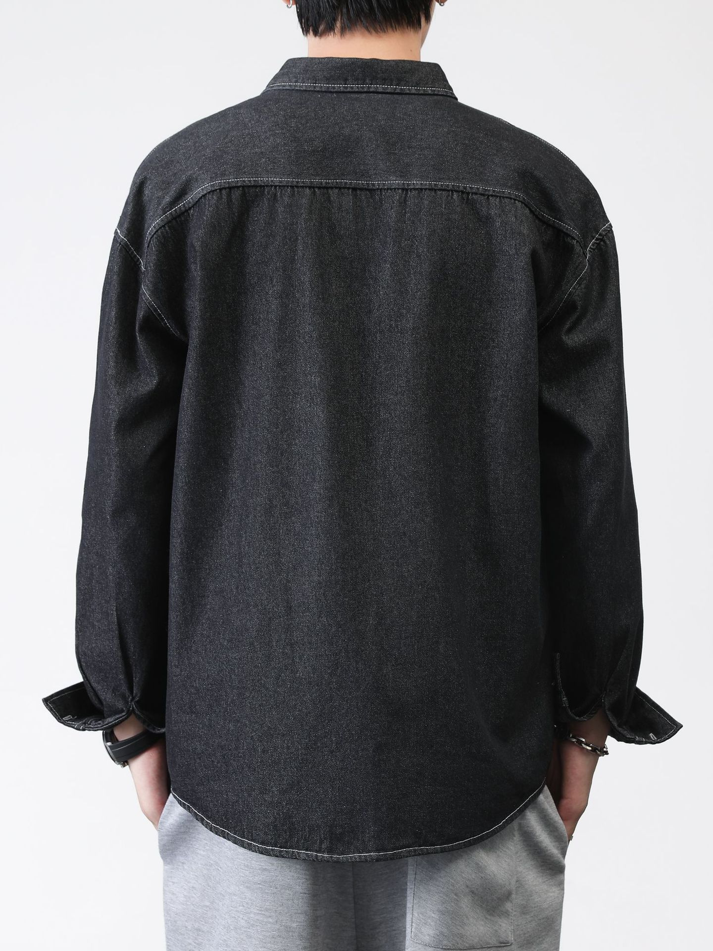 LKTM hombres # camisa hombres Otoño e Invierno Nuevo lavado suelto Denim estilo coreano de moda camisa de manga larga chaqueta de ropa de trabajo