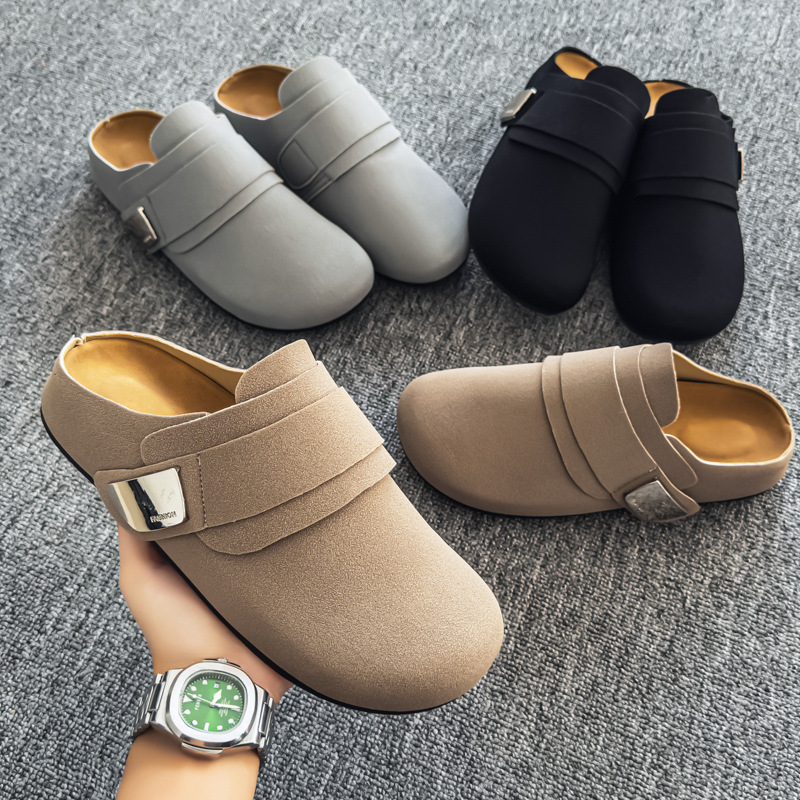 Cross-Border Large Size 45 Birkenstock Shoes New Men's Shoes Suede High-End Old Money Style Slip-On Lazy Slippers 46