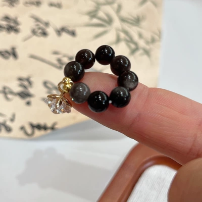 Silver Obsidian 6mm Bead | Zərgərlik ara hissələri