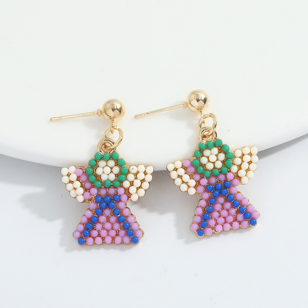 New Alloy Inlaid Rice Bead Earrings display picture 9