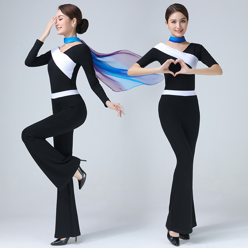 New spring body suit training suit for female students high-end modern dance ballet suit training suit long sleeves