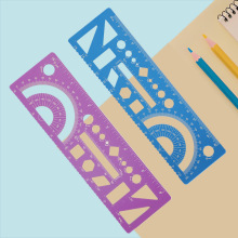 宝井直尺子批发学生文具多功能铝合金尺子套装直尺三角尺学习英寸