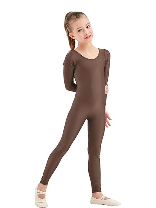 女の子の低い丸首の長袖のタイツの子供のダンスの服|undefined