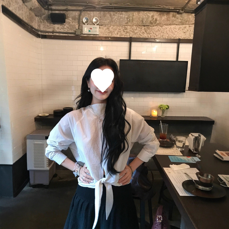 耳朵 8/7 20点 松弛条纹 清透韩系插肩袖绑带宽松廓形防晒衬衫|undefined