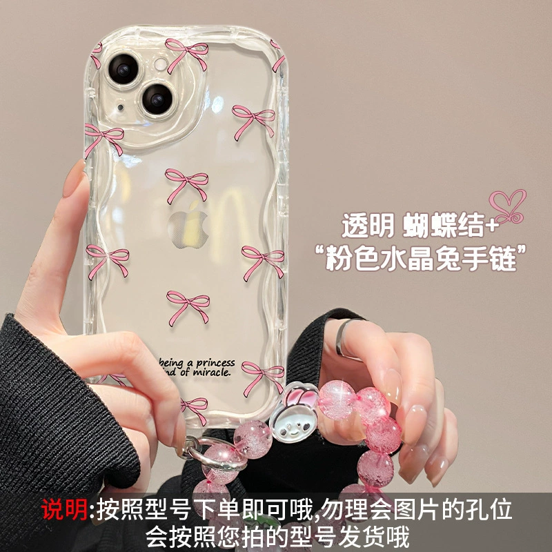 Изделие Apple, совместимый iPhone 15, чехол для телефона, прозрачный силиконовый браслет с бантиком, iphone, 13, 13промакс, 12