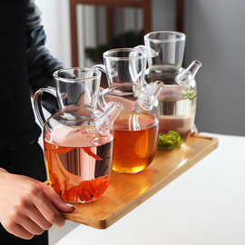 新中式仿宋茶壶水经注绿茶壶高硼硅冷萃茶壶竹节杯大容量执壶煮茶