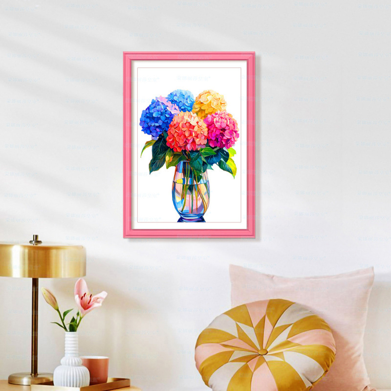 Mona Lisa rosa real hortenida nueva decoración floral simple bordado simple bordado de hilo hecho a mano