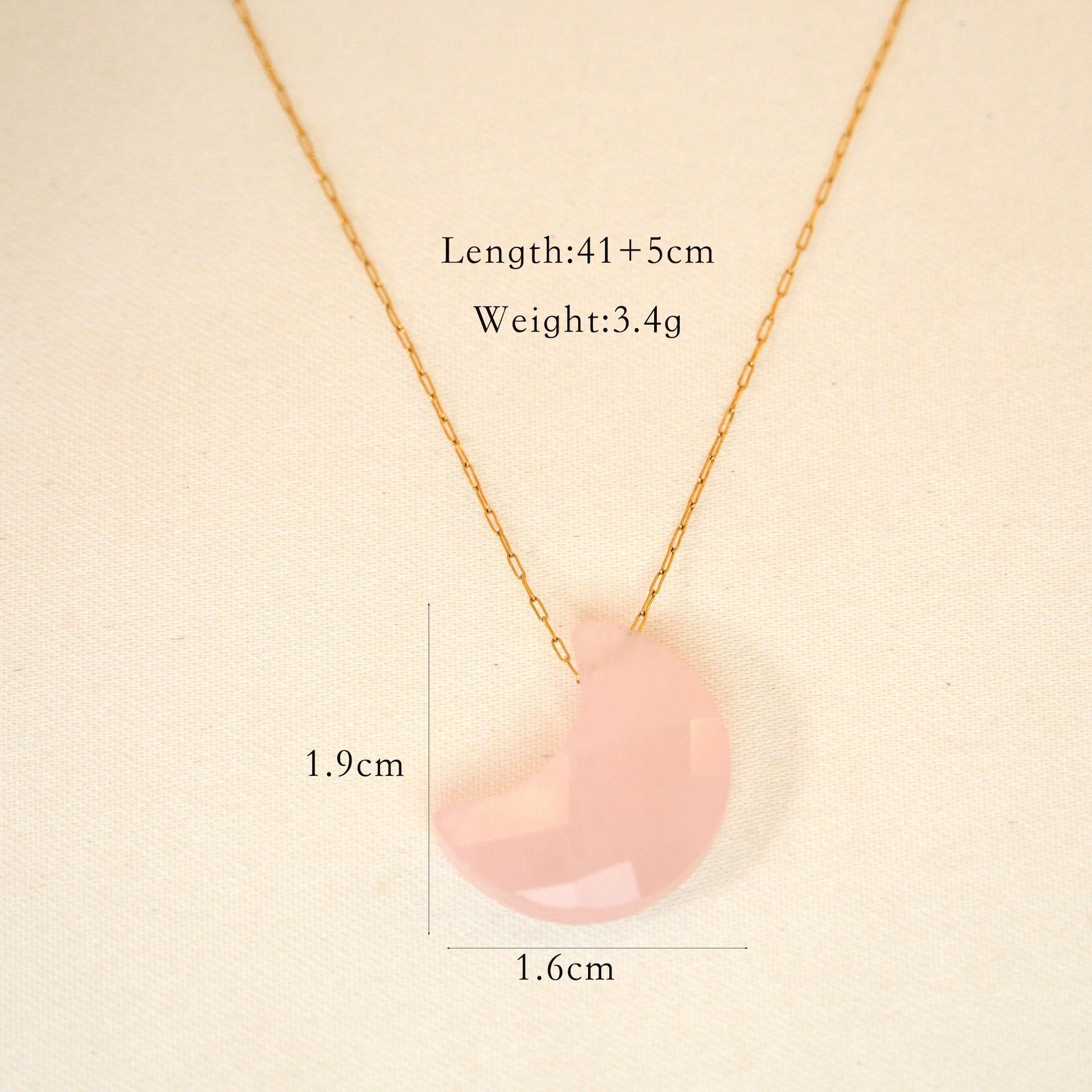 1 Piece Quantity IG Style French Style Cross Moon Natural Stone Titanium Steel 14K Gold Plated Pendant Necklace In Bulk