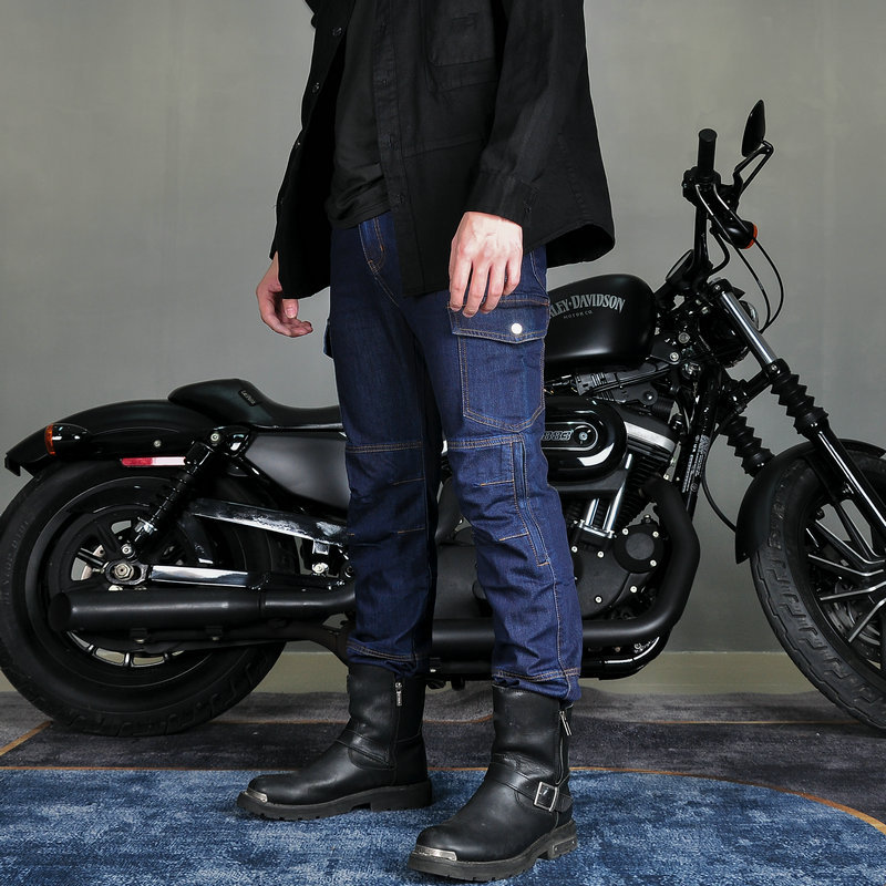 VOLERO ropa de trabajo retro atada al tobillo motocicleta pantalones anti-caída motocicleta jeans hombres Cordura resistente al desgaste anti-desgarro