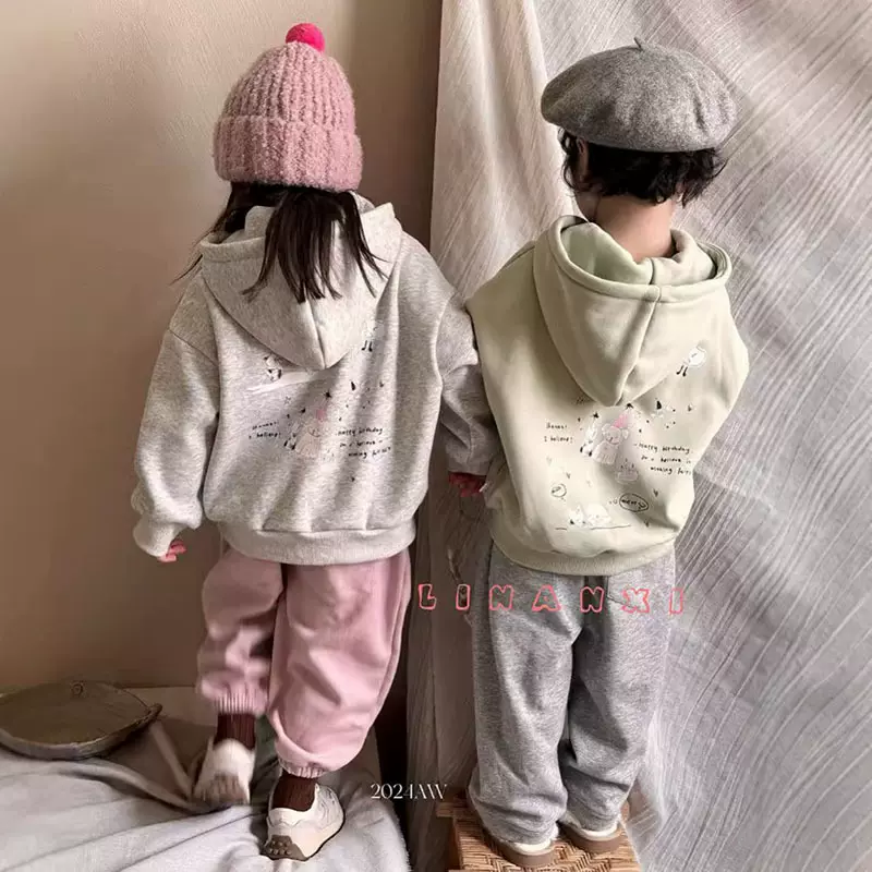 82355秋冬新款 韩版儿童连帽拉链衫男女宝宝一体绒保暖外套