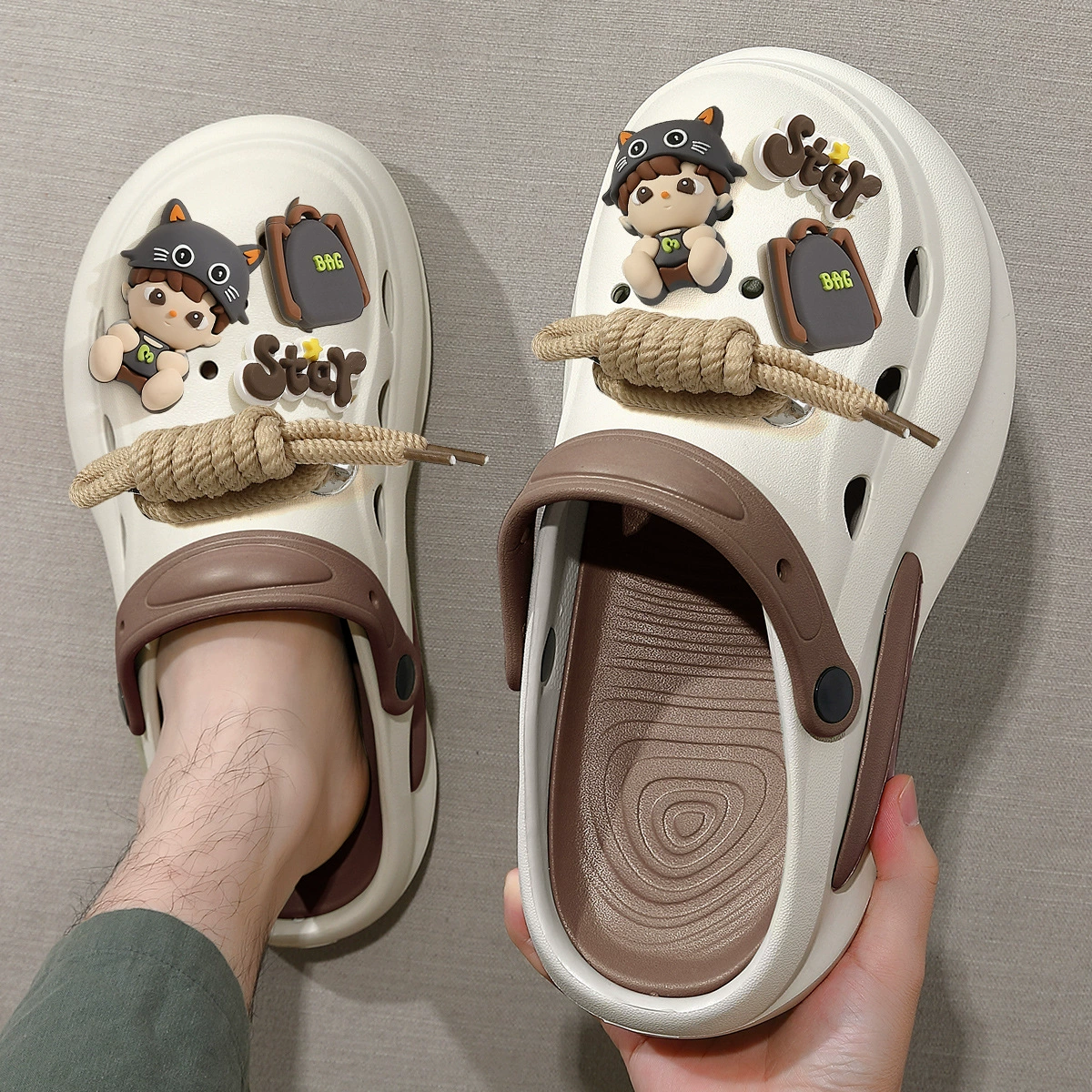 Мужские летние сандалии Croc, новинка 2025 года, для пляжа, дома и вождения, с закрытым носком из ЭВА.