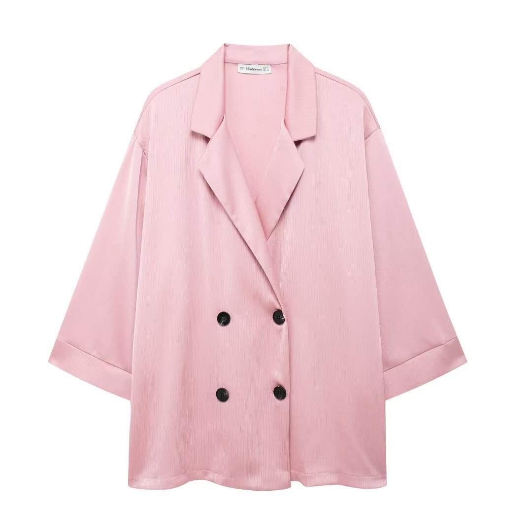 GraceChic GraceChic Street Style Double-Breasted Blazer 4387127 Wrinkle Effect Pants 4387027 Set_voghion.com