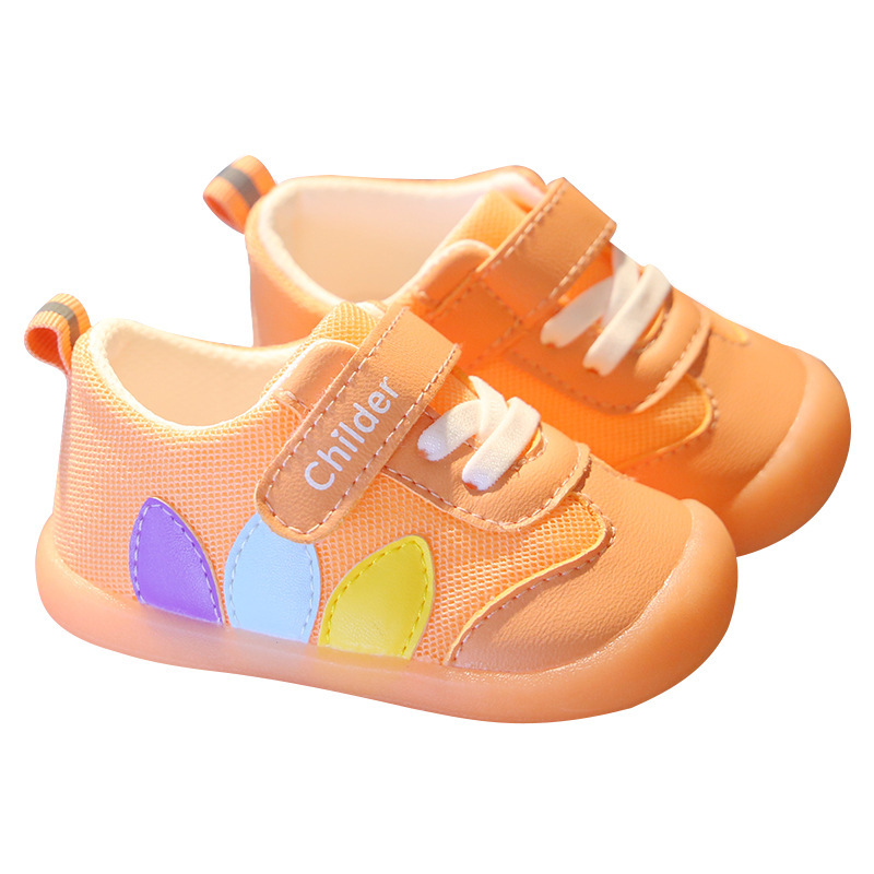 2024 primavera nuevo bebé de 3 años, zapatos individuales para niños pequeños, velcro, zapatos de bebé, suela de gelatina, una pieza de pelo c06