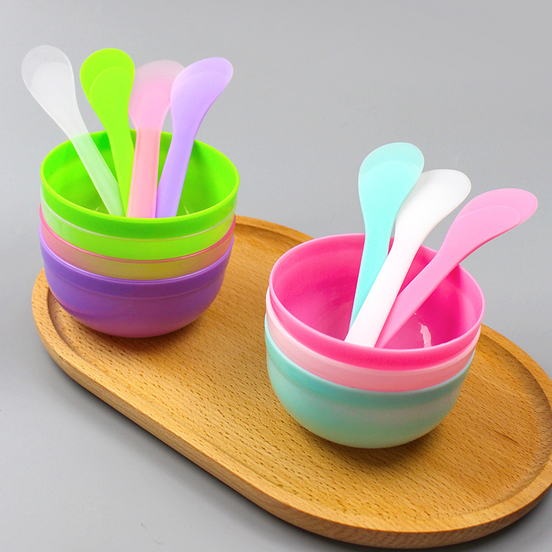 Face mask bowl stick 2-in-1 Plastic bowl Face mask stick Adjusting film bowl DIY beauty makeup mask tool stirring stick