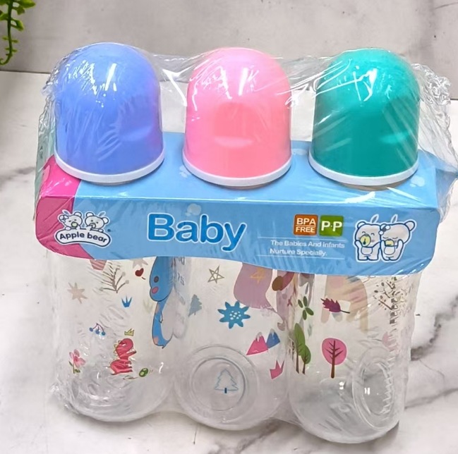 Foreign Trade Wholesale Popular Baby Bottle Pp Material Cute and Cute Pattern Three Sets of Silicone Pacifier Water Cup