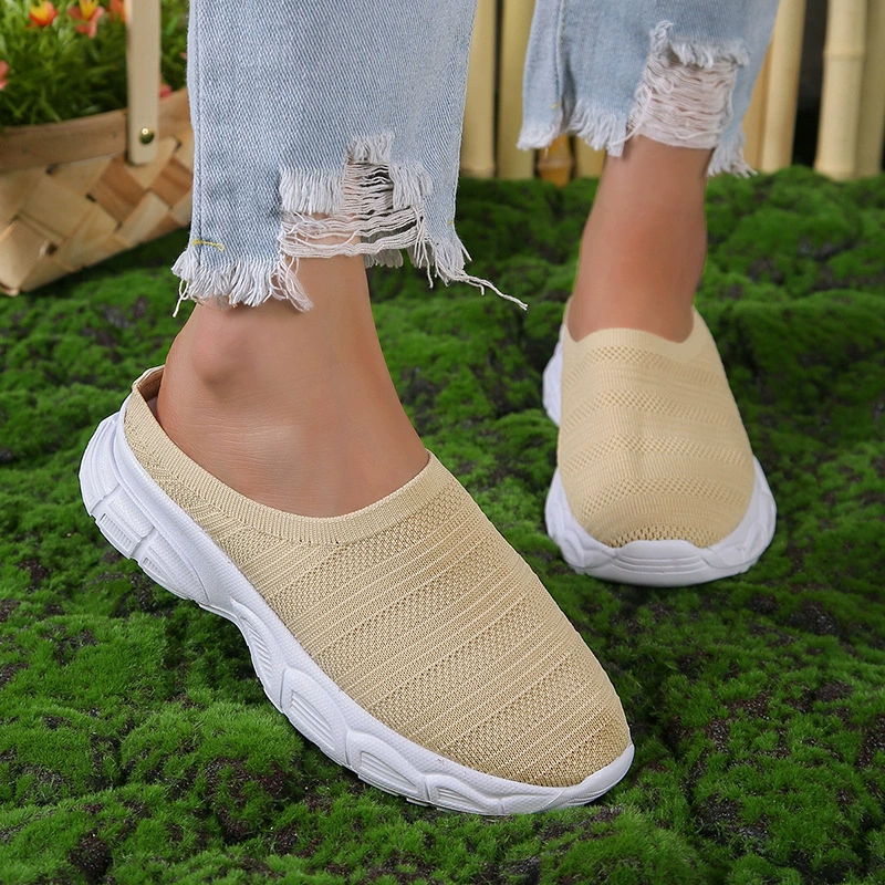 2023 Новая Летняя женская обувь больших размеров для внешней торговли, повседневные лоферы на плоской подошве, все включено, с полуподдержкой, трансграничная женская обувь