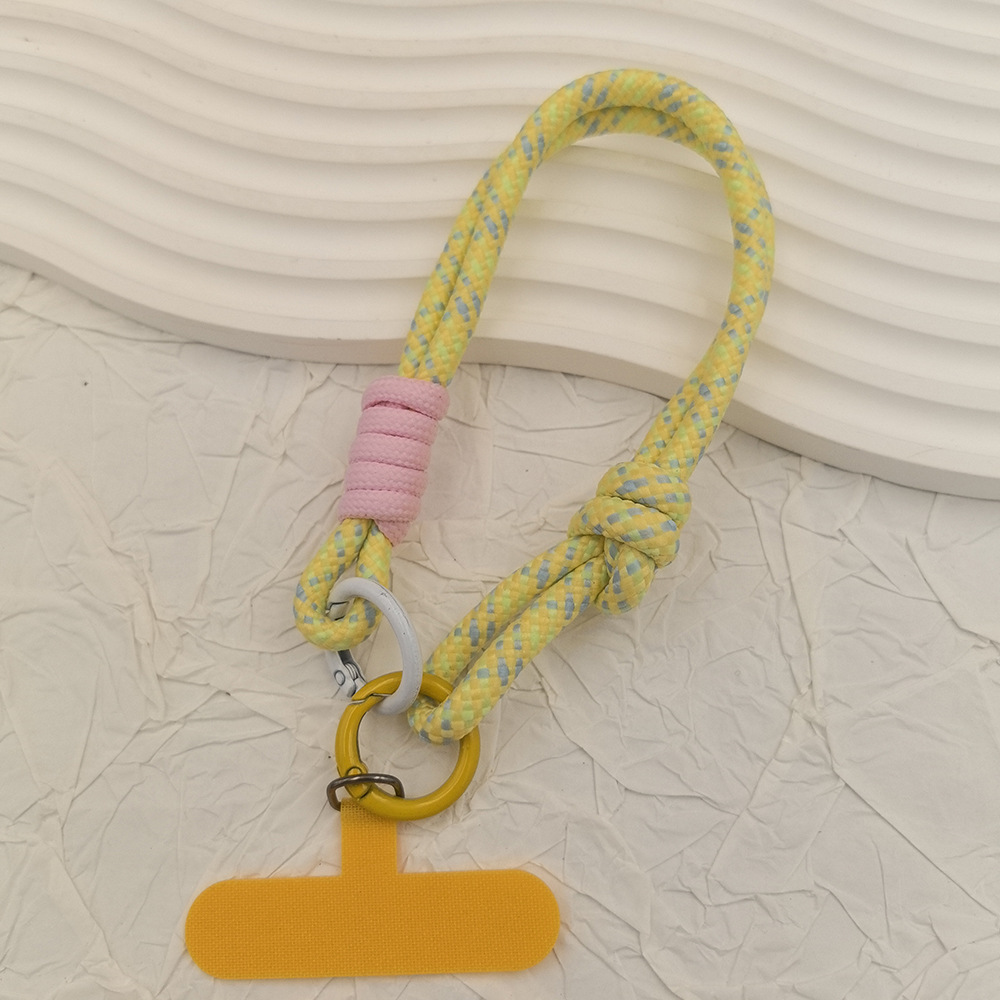 Tendencia color de contraste flor cordón de teléfono móvil colgante de carcasa de teléfono móvil cuerda tejida a mano cuerda de muñeca fuerte y duradera cadena corta para teléfono móvil