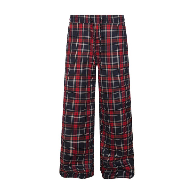 Plaid Trousers Japanese Versatile Loose Casual Men's Vibe Trendy American Style Floor-Length Sports Straight Wide-Leg Trousers