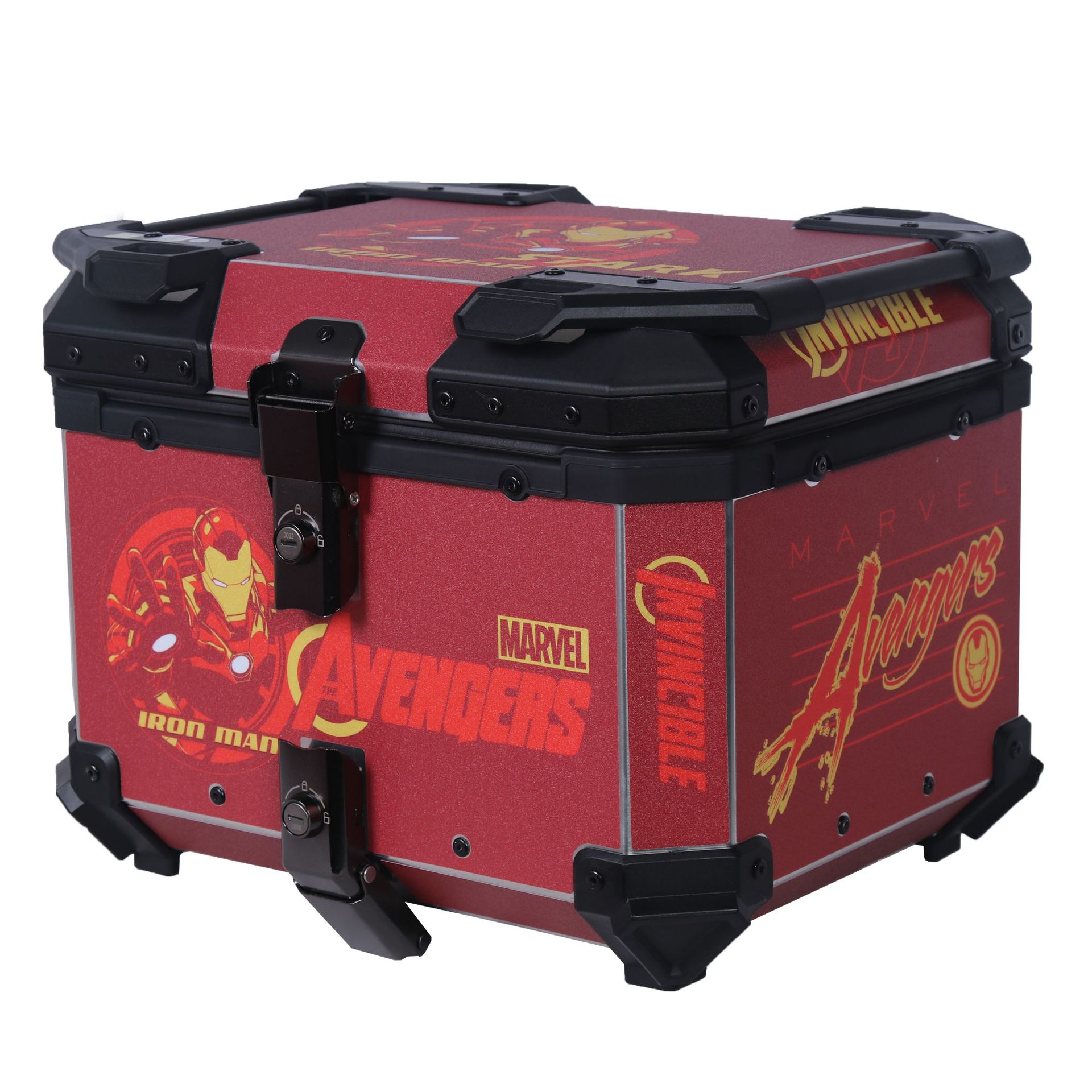 Iron Man motocicleta impermeable reserva maleta de ternero coche eléctrico aluminio cola caja de almacenamiento de gran capacidad