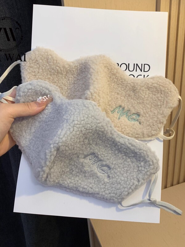羊羔毛保暖口罩冬季防寒风加绒加厚保暖显脸小女护脸装备面罩义务|undefined