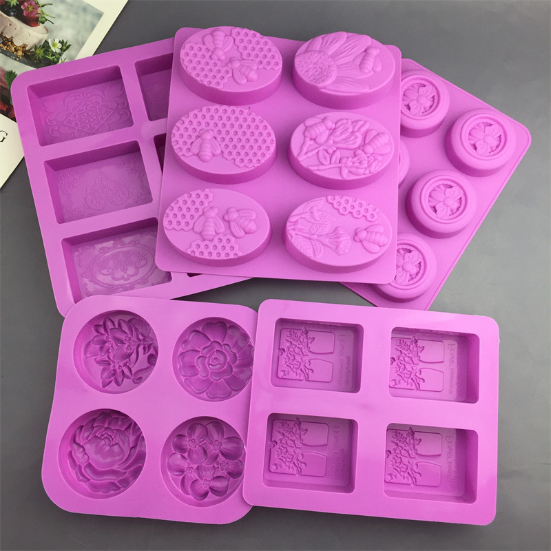 蜜蜂花方形树正方形长方形圆形手工皂模冷制造硅胶模具蛋糕面包模|undefined