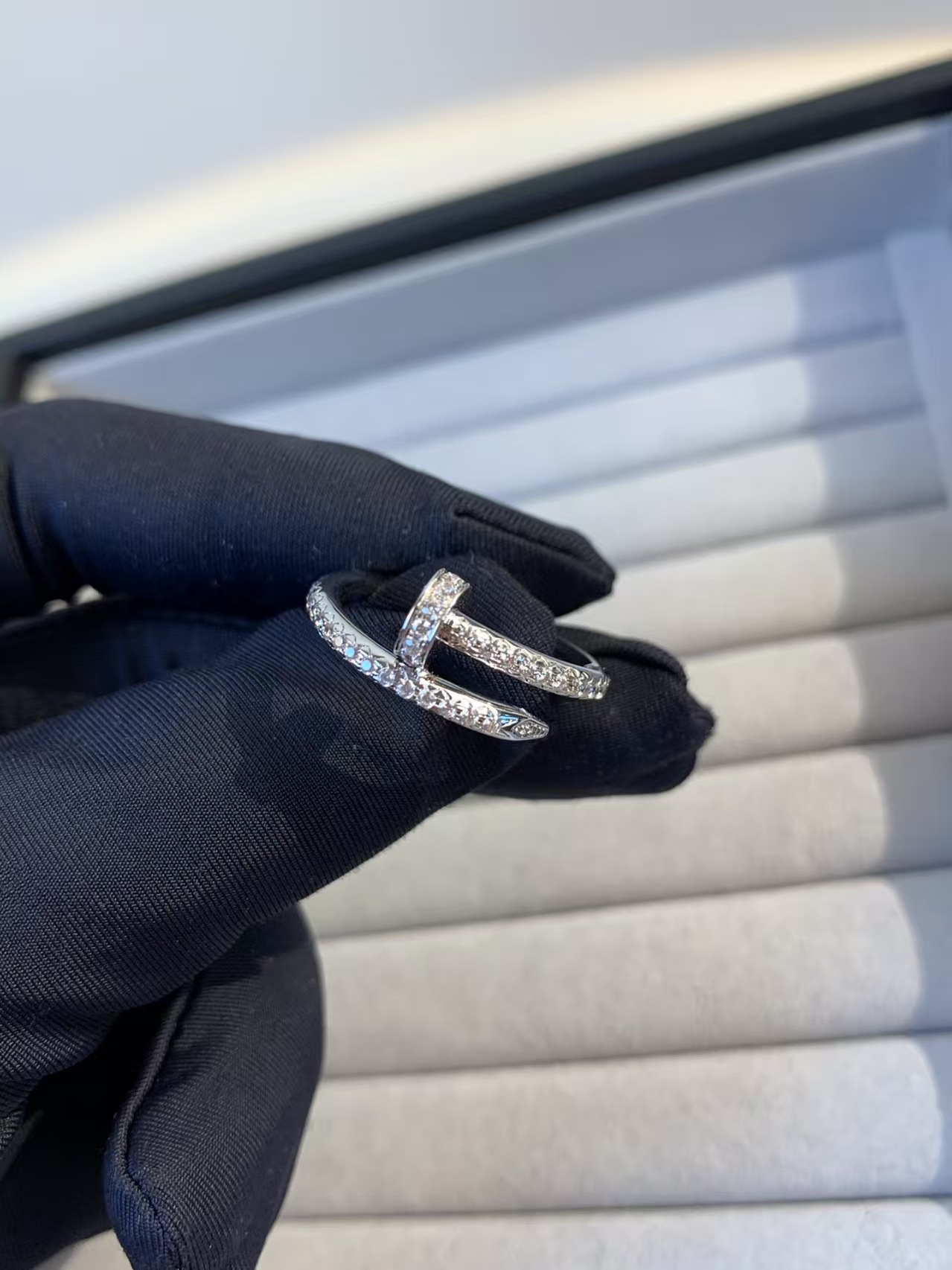 Platinum ring, diamond encrusted