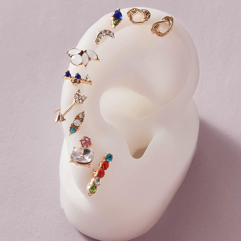 European And American Ersonalized Color Diamond Earrings Set Irregular Earrings Ten-piece Set display picture 1