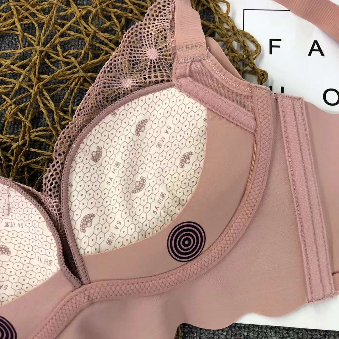 Nuevo sujetador de alta calidad de moda de encaje jacquard transpirable y cómodo ajuste lateral de pecho de cuatro botones ropa interior mujer