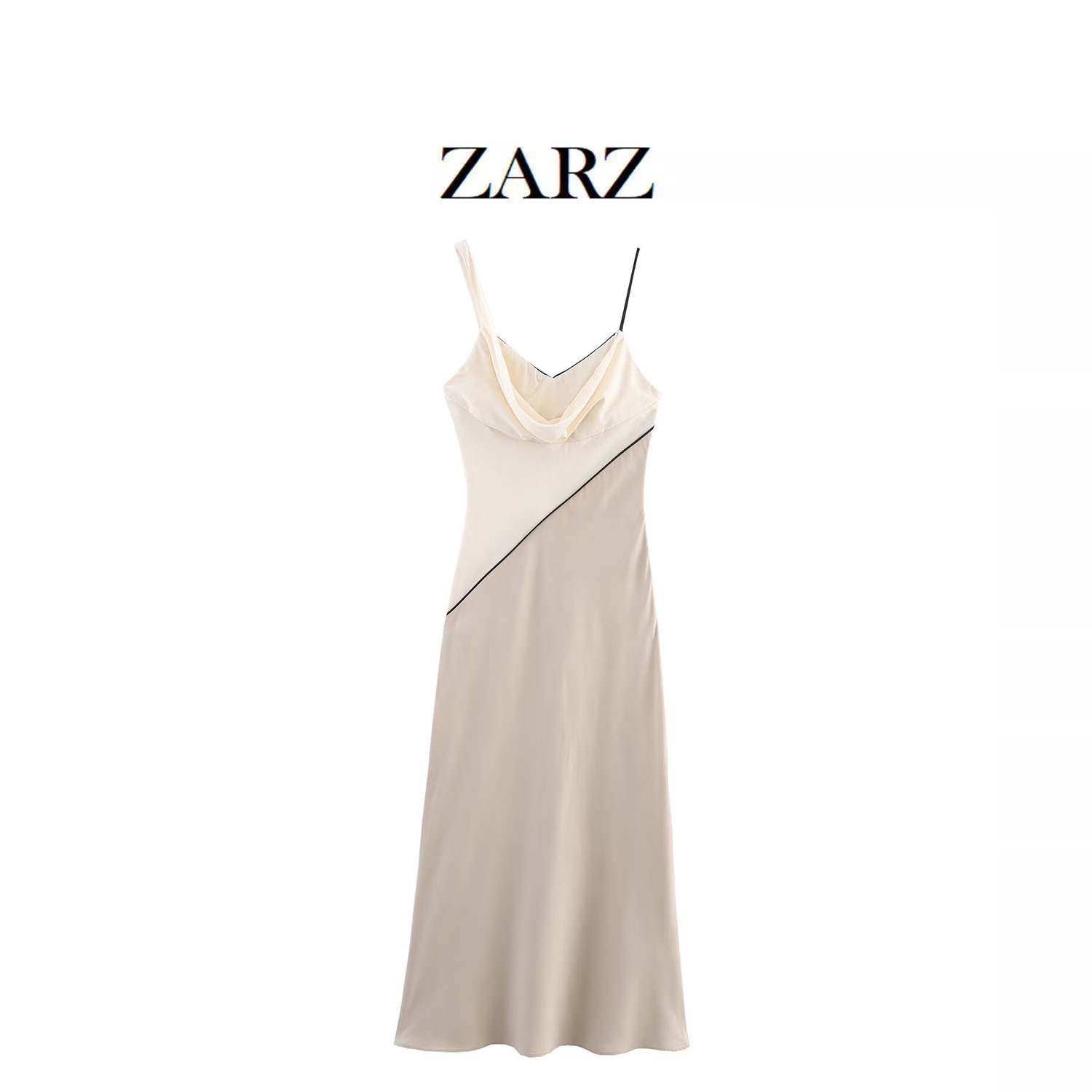 Zarz Homemade European and American Style New Women's Clothing Versatile and Stylish Splicing Midi Dress 5029 116