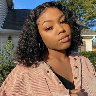 Amazon foreign trade African wig European and American women's black small roll short curly hair wig full head cover chemical fiber wholesale