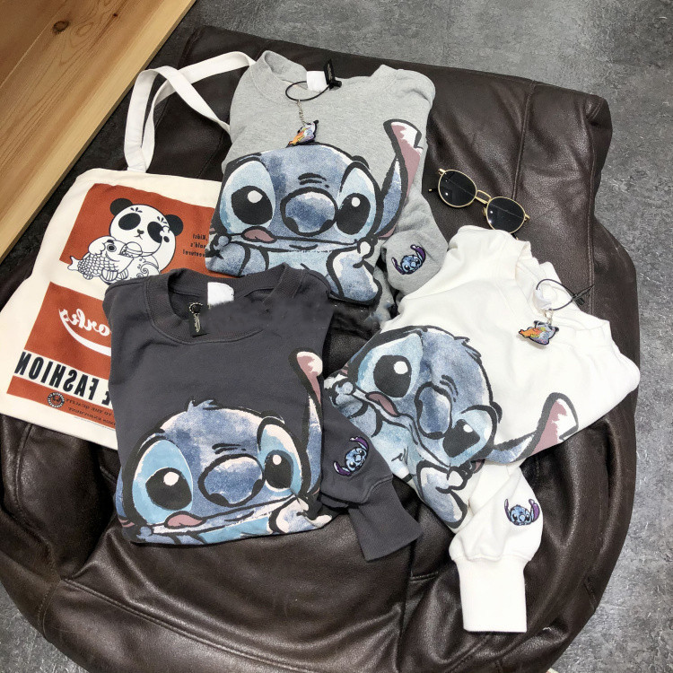 Autumn thin cartoon sweatshirt for men and women with a round collar