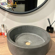 圆形水灰色台上盆洗手盆意式工业风立柱盆艺术盆会所卫生间洗手池