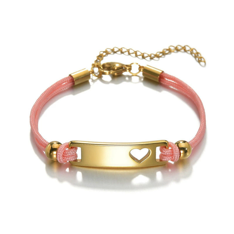 Cross-border Hot Color Rope Golden Curved Brand Engraving Bracelet European and American DIY Personalized Hollow Love Stainless Steel Hand Rope