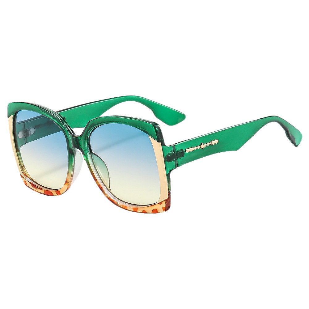 Nieuwe vierkante trendy zonnebril met groot frame, veelzijdige straatfoto's, moderne zonnebril, trendy kleurrijke bril_voghion.com